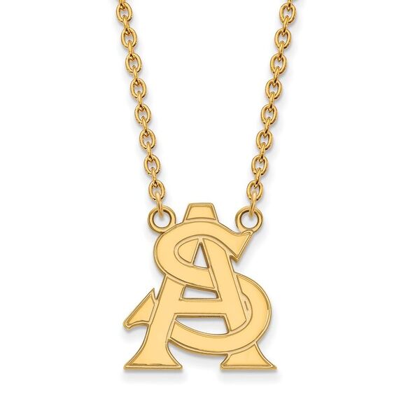 14k Gold Plated Silver Arizona State Large Pendant Necklace